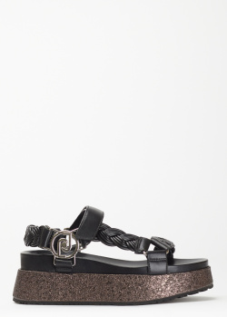Черные сандалии Liu Jo с плетеными деталями, фото